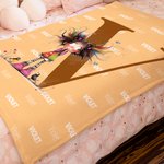 Personalized Whimsical Quirky Girl Soft Throw Blanket with Name and Initial Home Decor Daily Use Birthday Gift for Girls