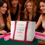 Mahjong Design Multicolore Sac en toile avec Nom Mahjong Club Cadeau d'anniversaire pour Famille Ami Joueur de Mahjong