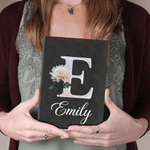 Personalised Birth Flower Initial A5 A6 PU Leather Notebook with Name Birthday Gift for Bookworms Book Lovers