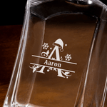 Personalised Christmas Theme Whiskey Decanter Glass Wooden Storage Box Set with Name and Initial Christmas Gift for Men Whiskey Lovers