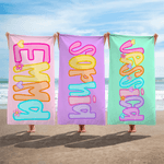 Personalisierte niedlichen hellen Namen schnell trocknen weich überdimensioniert Strand Handtuch Strand Party Geburtstag Geschenk für Kinder Frauen