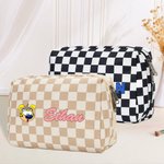 Personalized Cartoon Cute Marsupilami Checkerboard Makeup Bag with Name Travel Essential Birthday Gift for Women | Callie × Marsupilami®