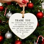 Personalized Heart Shape Thank You Ceramic Ornament with Name Home Decor Christmas Gift for Family and Friends