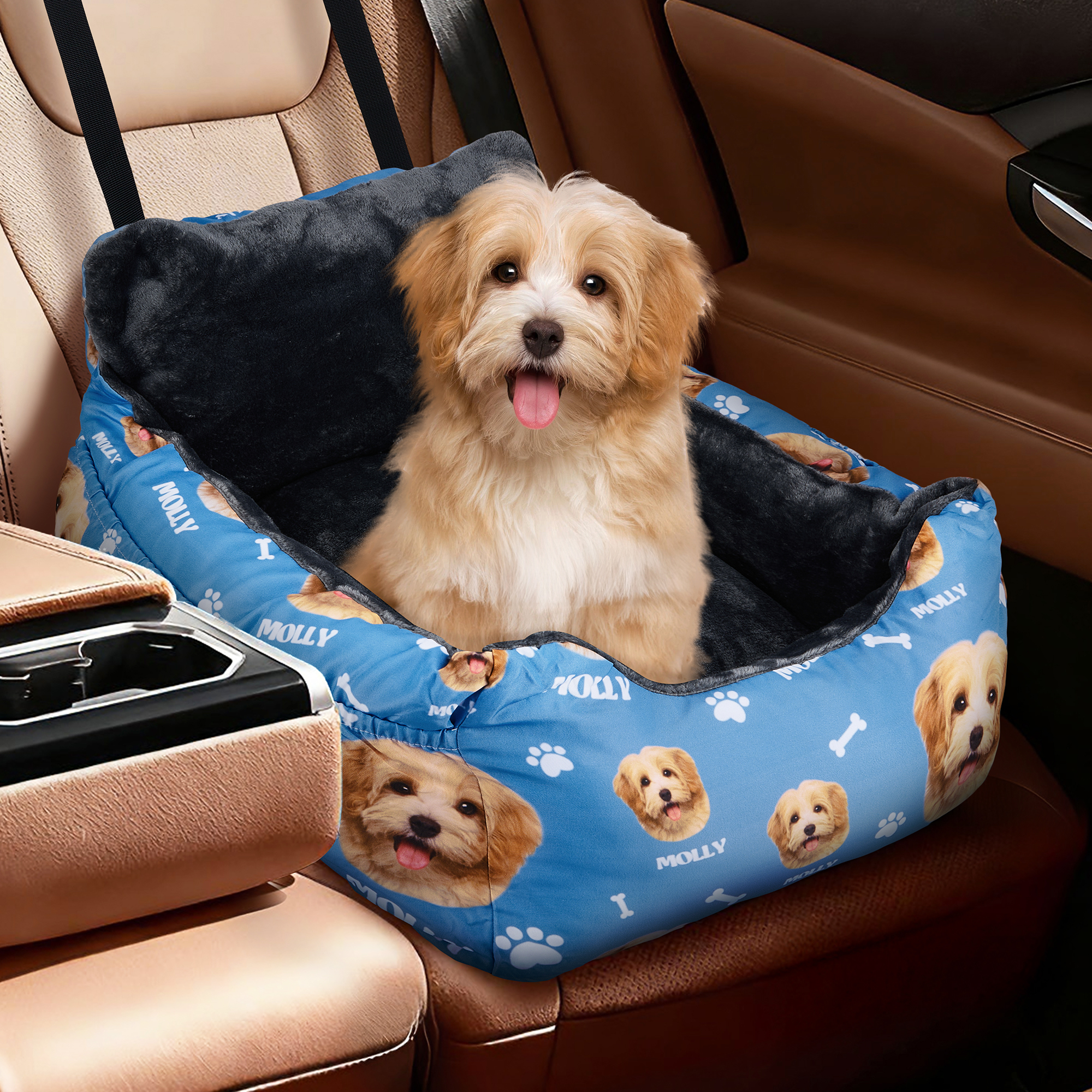 Tapis de siège de voiture antidérapant imperméable personnalisé avec photo et nom Cadeau d'anniversaire et de pendaison de crémaillère pour les amoureux des animaux de compagnie