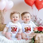 Personalisierte Herz Bär Initial 100% Baumwolle Baby Bodysuit Kind T-Shirt mit Namen und Text Geburtstag Valentinstag Geschenk für Baby Jungen Mädchen