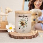 Personalisierte Kranz Pfote Haustier Foto LED Name Kerze Glas mit Text Datum und hölzernen Deckel Memorial Kondolenz Sympathie Haustier Verlust Geschenk für Tierbesitzer