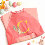 Personalised Cute Peter Rabbit Waterproof Long Sleeve Kid Apron with Initial and Name Cooking Painting Handcraft Activities Easter Gift for Kids