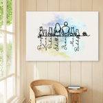 Personalized Silhouette 1-6 Line Dogs Cats Frameless Painting with Name Birthday Anniversary Gift for Pet Owners