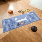 Personalized Word Cloud Cartoon Character Super Absorbent Yoga Towel with Name Initial and Storage Bag Birthday Sports Gift for Women Yoga Lovers