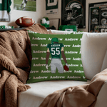 Personalized Cartoon Football Character Throw Pillow Cover with Name and Number Home Decor Birthday Match Day Gift for Boys Football Sports Lovers
