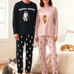 Pigiama a maniche lunghe personalizzato con foto di animale domestico e testo maglietta in cotone regalo per amanti degli animali