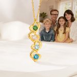 Personalised 1-5 Family Birthstone Heart Necklace Minimalist Jewellery with Names Anniversary Birthday Gift for Women