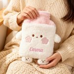 Personalized Cute Animal 1 Litre Hot Water Bottle Cover with Name Home Warmth Travel Birthday Christmas Gift for Kids Friends