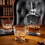 Personalised Christmas Theme Whiskey Decanter Glass Wooden Storage Box Set with Name and Initial Christmas Gift for Men Whiskey Lovers