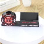 Personalized 3D Printed Firefighter Pen Business Card Holder with Name and Logo Office Desk Decor Appreciation Birthday Gift for Firefighter