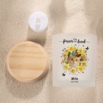 Personalisierte Kranz Pfote Haustier Foto LED Name Kerze Glas mit Text Datum und hölzernen Deckel Memorial Kondolenz Sympathie Haustier Verlust Geschenk für Tierbesitzer