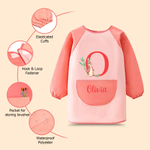 Personalised Cute Peter Rabbit Waterproof Long Sleeve Kid Apron with Initial and Name Cooking Painting Handcraft Activities Easter Gift for Kids