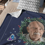 Personalized I'm Always with You Wreath Cardinal Soft Throw Blanket with Photo Name and Date Home Decor Memorial Gift for Family Friends