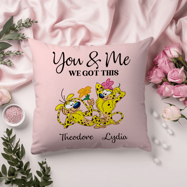 Personalized You & Me Long-Tailed Marsupilami Pillow Cover with Name Anniversary Valentine's Day Gift for Couple Husband Wife | Callie × Marsupilami®