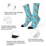 Personalised Birthday Party Theme Face Photo Soft Breathable Mid-Calf Socks with Age Birthday Anniversary Gift for Family Friends