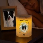 Personalisierte Kranz Pfote Haustier Foto LED Name Kerze Glas mit Text Datum und hölzernen Deckel Memorial Kondolenz Sympathie Haustier Verlust Geschenk für Tierbesitzer