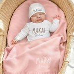 Personalized 100% Cotton Soft Baby Romper Blanket Outfit with Embroidered Name Baby Shower Gift for Newborns New Parents