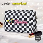 Personalized Cartoon Cute Marsupilami Checkerboard Makeup Bag with Name Travel Essential Birthday Gift for Women | Callie × Marsupilami®