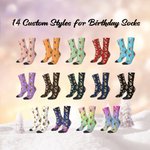 Personalised Birthday Party Theme Face Photo Soft Breathable Mid-Calf Socks with Age Birthday Anniversary Gift for Family Friends