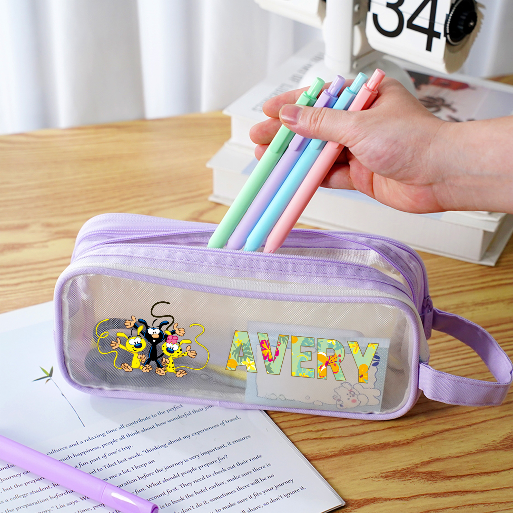 Trousse à crayons personnalisée avec nom et motif Marsupilami - Cadeau de rentrée scolaire pour les enfants | Callie × Marsupilami®