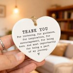 Personalized Heart Shape Thank You Ceramic Ornament with Name Home Decor Christmas Gift for Family and Friends