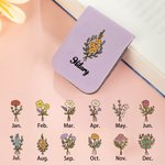 Personalized Birth Flower PU Leather Bookmark Clip with Name Reading Supplies Birthday Gift for Book Lovers Friends