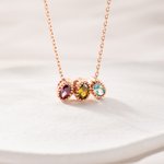 Personalised 1-9 Family Birthstones Women Necklace Dainty Jewellery Birthday Mother's Day Gift for Mom Grandma