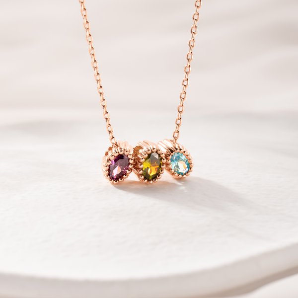 Personalised 1-9 Family Birthstones Women Necklace Dainty Jewellery Birthday Mother's Day Gift for Mom Grandma