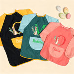Personalised Cute Peter Rabbit Waterproof Long Sleeve Kid Apron with Initial and Name Cooking Painting Handcraft Activities Easter Gift for Kids