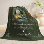 Personalized I'm Always with You Wreath Cardinal Soft Throw Blanket with Photo Name and Date Home Decor Memorial Gift for Family Friends