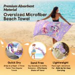 Personalised Fantasy Unicorn Initial Number Quick Dry Oversized Beach Towel with Name Beach Party Holiday Gift for Kid Family