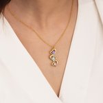 Personalised 1-5 Family Birthstone Heart Necklace Minimalist Jewellery with Names Anniversary Birthday Gift for Women