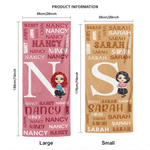 Personalized Word Cloud Cartoon Character Super Absorbent Yoga Towel with Name Initial and Storage Bag Birthday Sports Gift for Women Yoga Lovers