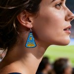 Pendientes personalizados de cuero artificial con nombre e inicial de porrista Megáfono de purpurina Cumpleaños Regalo de equipo para entusiastas de las porristas