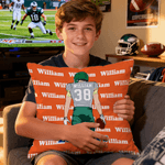 Personalized Cartoon Football Character Throw Pillow Cover with Name and Number Home Decor Birthday Match Day Gift for Boys Football Sports Lovers