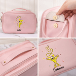 Personalized Cute Long-Tailed Leopard Marsupilami Large PU Leather Makeup Bag with Makeup Brush Holder Birthday Gift for Women | Callie × Marsupilami®