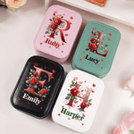 Personligt smyckeskrin i PU-läder med namn och justerbar LED-spegel i tre färger Födelsedagspresent för kvinnor