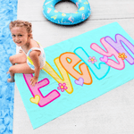 Personalisierte niedlichen hellen Namen schnell trocknen weich überdimensioniert Strand Handtuch Strand Party Geburtstag Geschenk für Kinder Frauen
