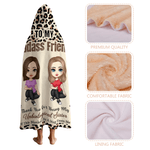 Personalised To My Badass Sister Leopard Print Cartoon Character Soft Hooded Blanket with Name Home Decor Birthday Christmas Gift for Besties