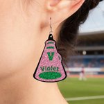 Pendientes personalizados de cuero artificial con nombre e inicial de porrista Megáfono de purpurina Cumpleaños Regalo de equipo para entusiastas de las porristas