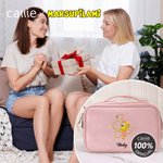 Personalized Cute Long-Tailed Leopard Marsupilami Large PU Leather Makeup Bag with Makeup Brush Holder Birthday Gift for Women | Callie × Marsupilami®