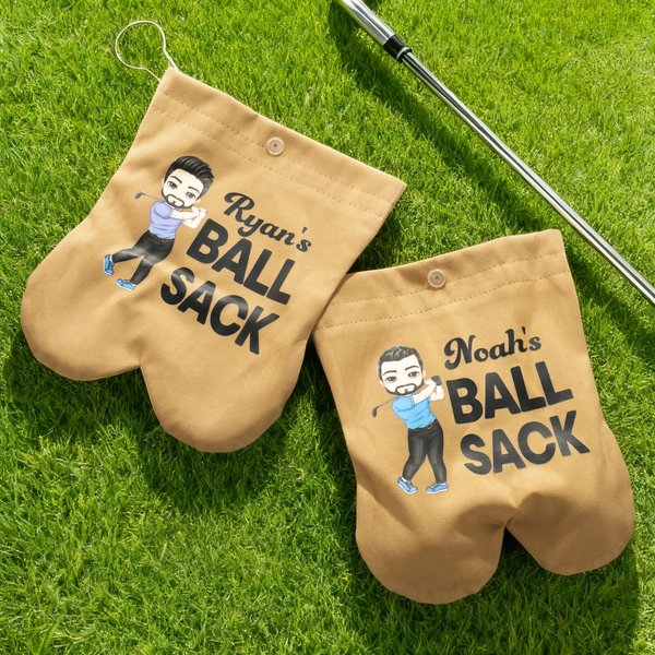 Personalized Cartoon Character Flannel Golf Ball Bag Sack Golf Accessories Funny Birthday Gift for Golfer Golf Player