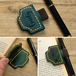 Personalised Engraved Birth Flower Leather Bookmark Clip with Name and Pen Holder Daily Use Office Birthday Gift for Family Friend Bookworm