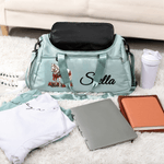 Personalised Christmas Horse Multi-Compartment Waterproof Oxford Travel Bag with Name and Shoulder Strap Christmas Gift for Equestrian Lovers