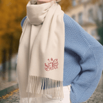 Personalised Multicolour Butterfly Embroidered Initial Soft Warm Scarf with Tassel Winter Accessory Anniversary Birthday Gift for Women